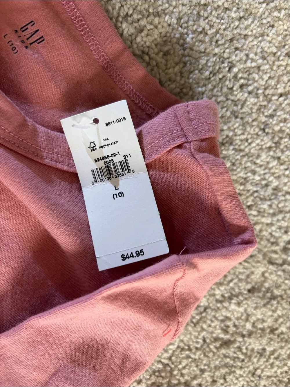GAP Girls Pink Long Sleeve Crop Top